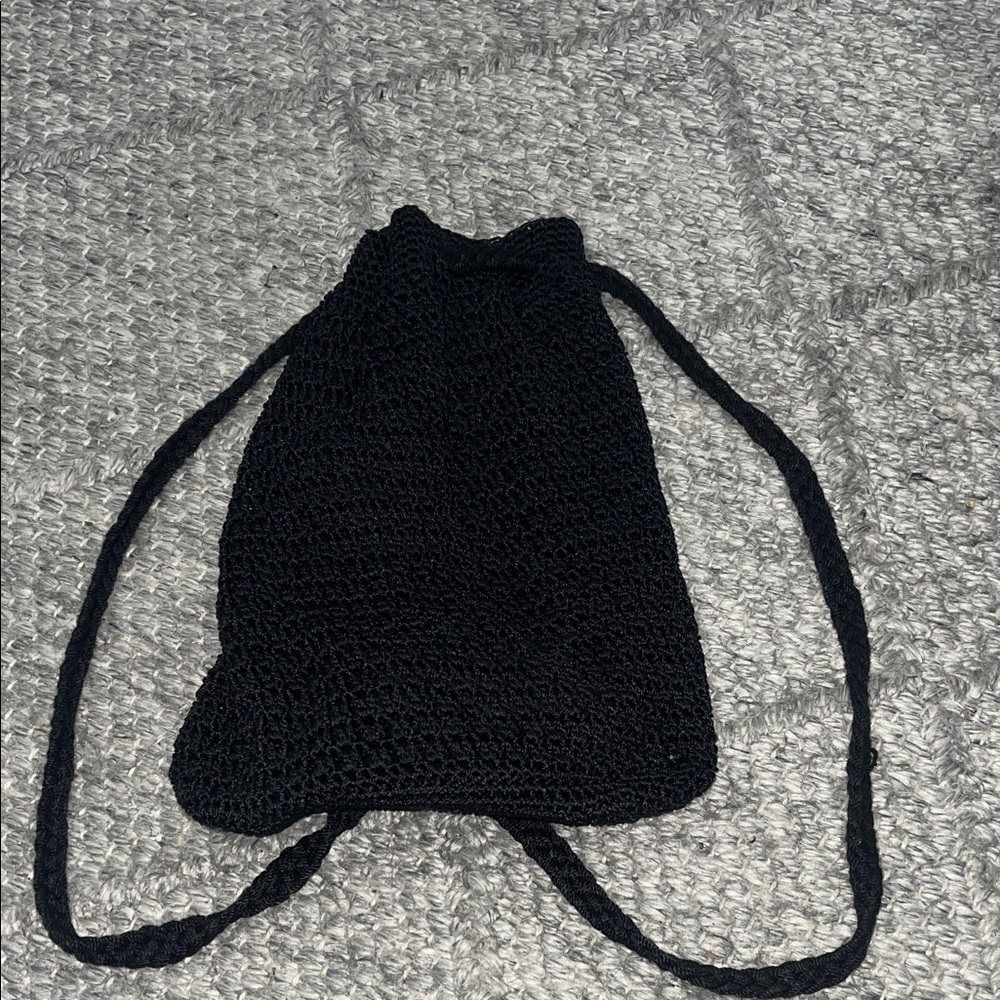 Elegant Black Crochet Backpack